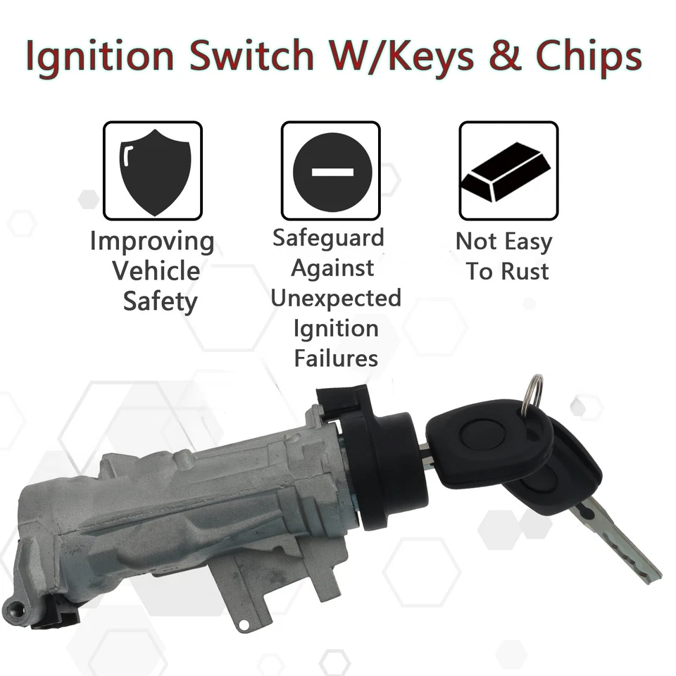 Interruptor de cilindro de bloqueo de encendido con llave de astillas para Jetta Golf Eos 06-11 ILA920 Foto 2 de 4