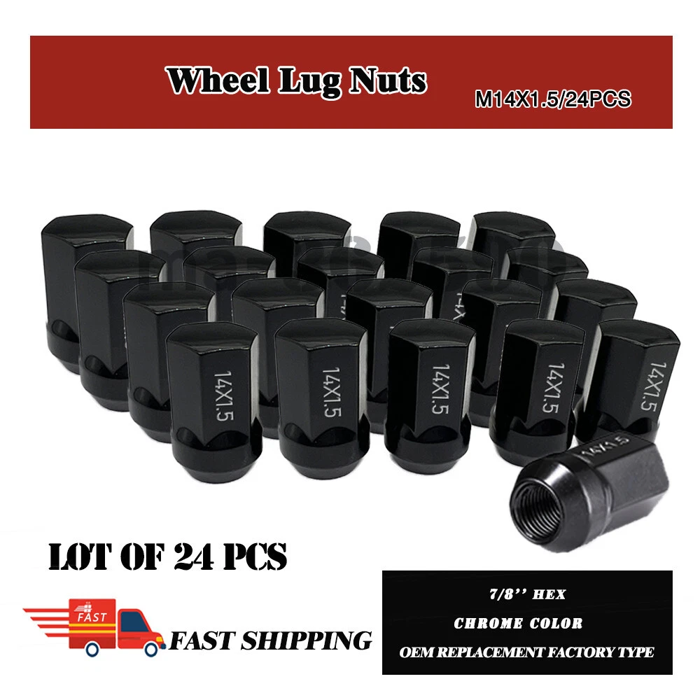 24PC BLACK TESLA MODEL 3 MODEL X MODEL S MODEL Y LUG NUT FIT 14x1
