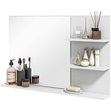 SPECCHIO DA BAGNO A PARETE CON 2 RIPIANI LATERALI E RIPIANO INFERIORE. IN MDF E