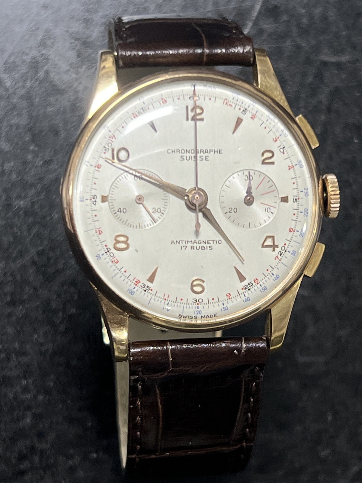 chronograph suisse 18k Rose Gold Hand Winding Watch