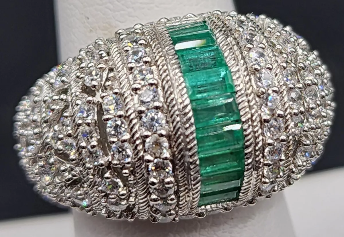 Judith Ripka Sterling Estate Pia 1.65cttw Emerald Baguette Ring
