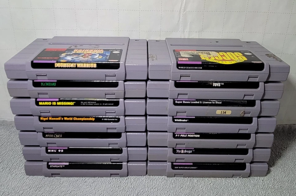 Super Nintendo SNES Game Lot (14) - The 7th Saga, Toys, Mario, Final Fantasy + - Image 3 of 4