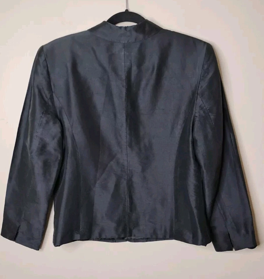 Винтажный женский блейзер Talbots из 100% шелка Noil/Raw Silk 8 цвет черный Career Holiday  - Изображение 4 из 4