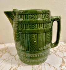Antique, Early American, Hunter Green, Stoneware, Pitcher