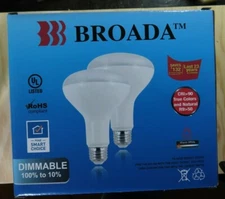 2 Broda LED flood lamp bulbs 9W 650 lumen 65 watt equiv dimmable warm white 110°