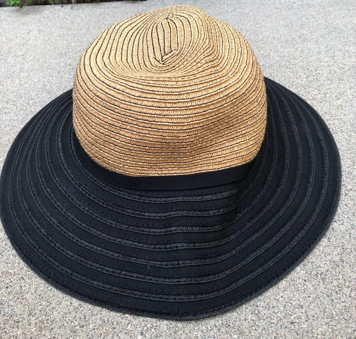 Wallaroo Hat Company Riviera Striped Tan & Black Straw Sun Hat Wallaroo Hat Company Men main image 2