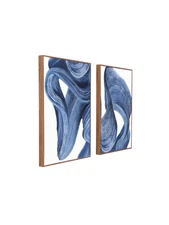 Zessonic Blue Abstract Wall Art Set of 2- Framed Twist Stroke Minimalist Graf...