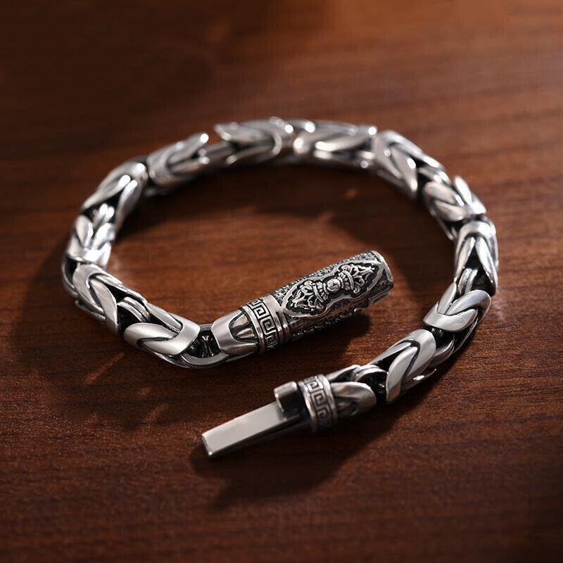 Silver Vintage Chain Bangle Bracelet for Men Trendy Gift Idea-image