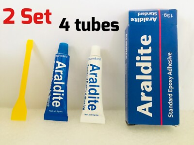 Araldite standard Epoxy Adhesive Glue 13gm(Resin 7gm + 6gm Hardener) 2Set 4Tubes