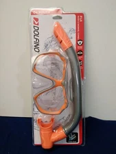 Dolfino Fiji Mask & Snorkle Combo Orange Ages 6+ Youth Impact Resistant