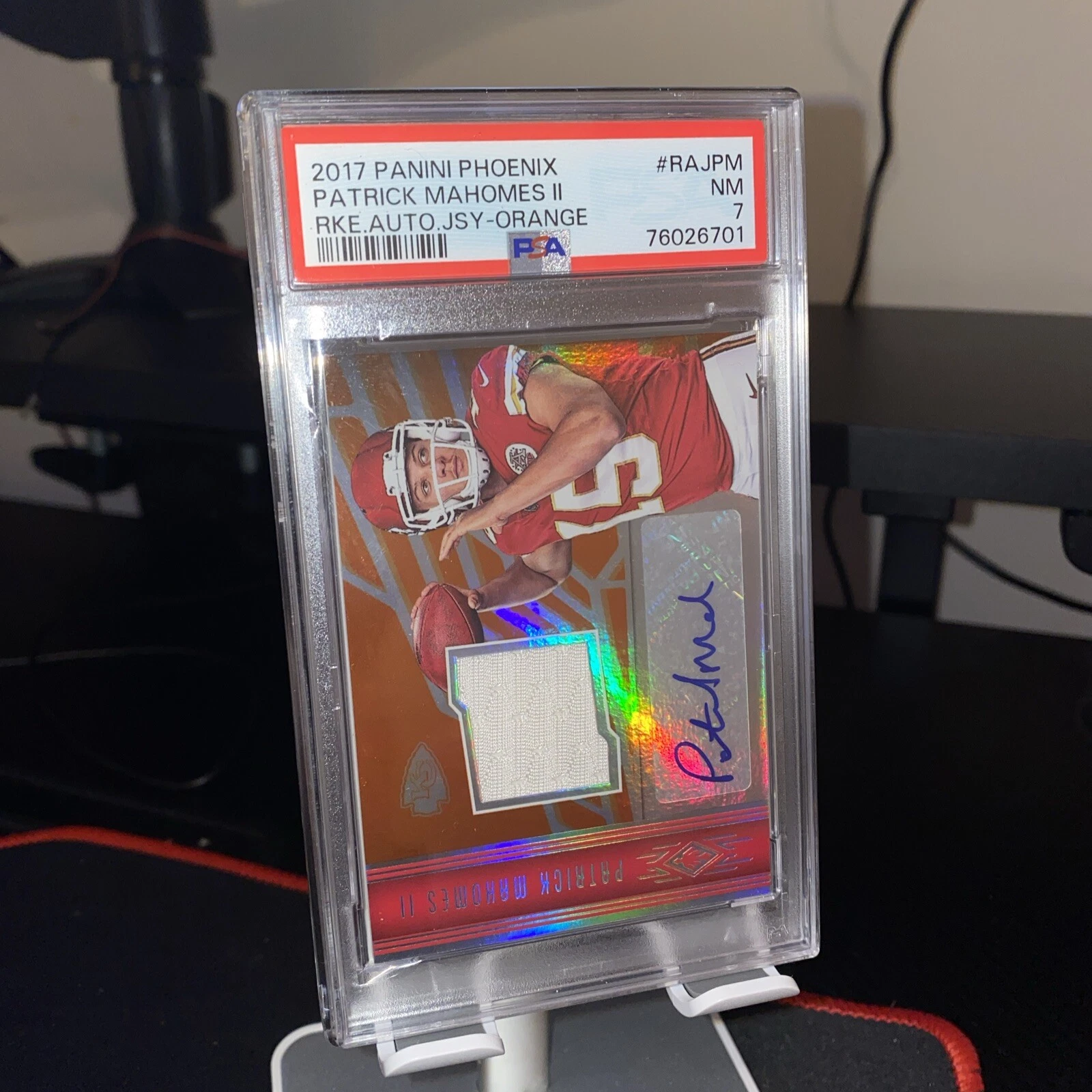 Patrick Mahomes Panini Phoenix Rookie Autograph Jersey #RAJPM Orange