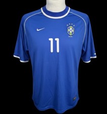 Rare Vintage Brazil Away Football Shirt Jersey 2000 2002 Romario Nike LARGE
