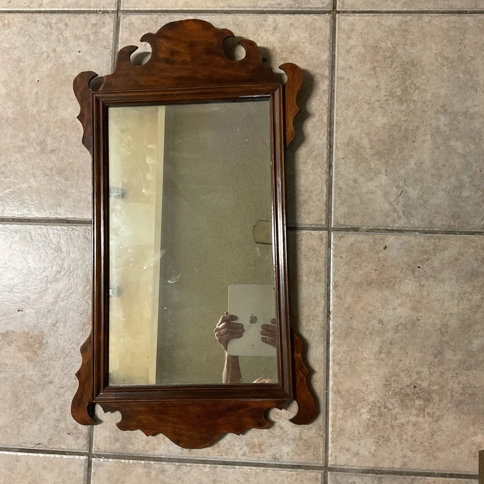 Espejo Chippendale original del período federal americano finales del siglo XVIII principios del siglo XIX Foto 3 de 4