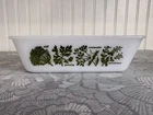 Vintage Glassbake Herb Garden Loaf Pan Casserole Dish Retro Milk Glass Dish