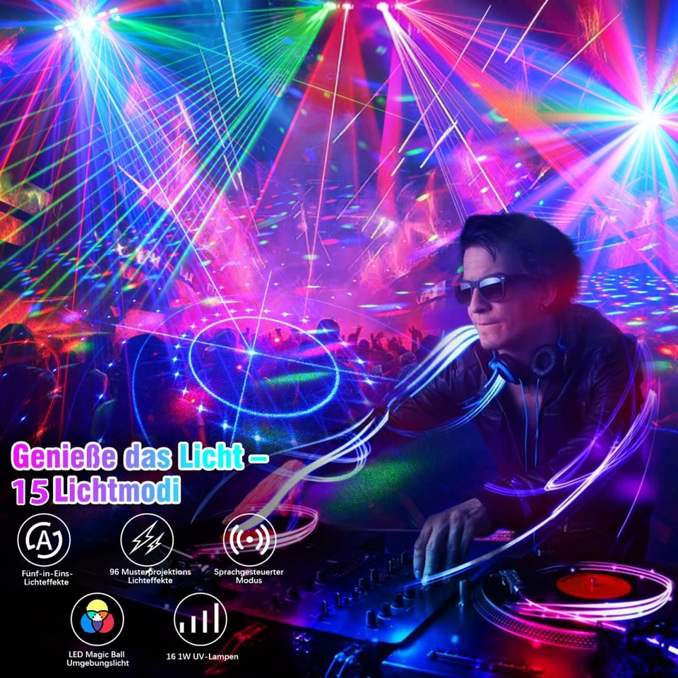 RGBW Laserlicht DJ Projektor Bühnenlicht DMX Stroboskop Disco Show Party - Bild 3 von 4