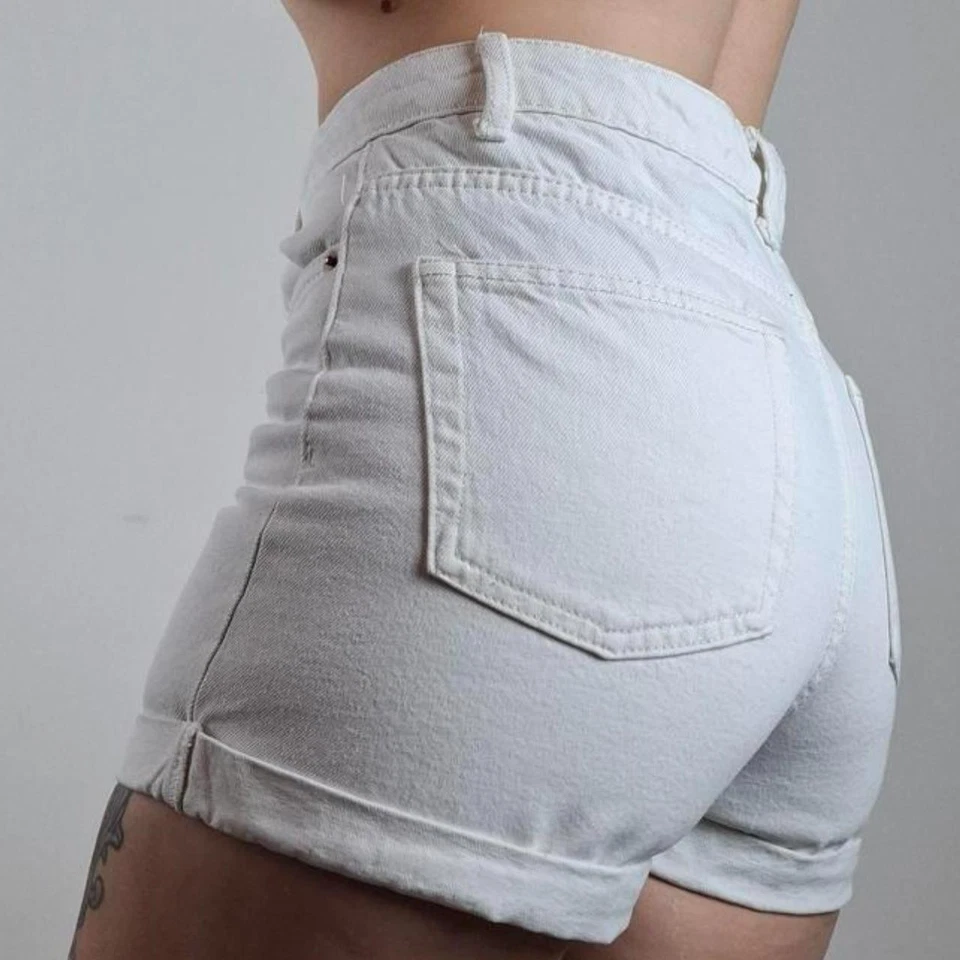 White Denim Shorts High Waisted Size 8 Primark VGC - Image 4 of 4