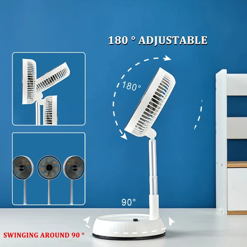 Portable Oscillating Standing Fan – Foldable Rechargeable Desk Pedestal Fan - Image 2 of 4
