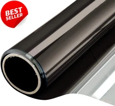 Reflective Window Film One Way Privacy UV Static Cling Black Silver 35"x6.5' US