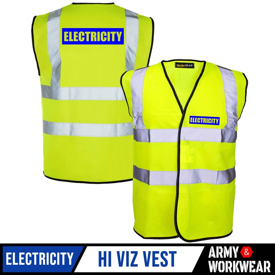Gilet Haute Visibilité Électricité Bleu Logo Réfléchissant Vêtements de Travail - Photo 1/1