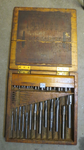 Cleveland WOODEN CASE Counter bore STRAIGHT Shank Set No. 37  VINTAGE -13 PIECES