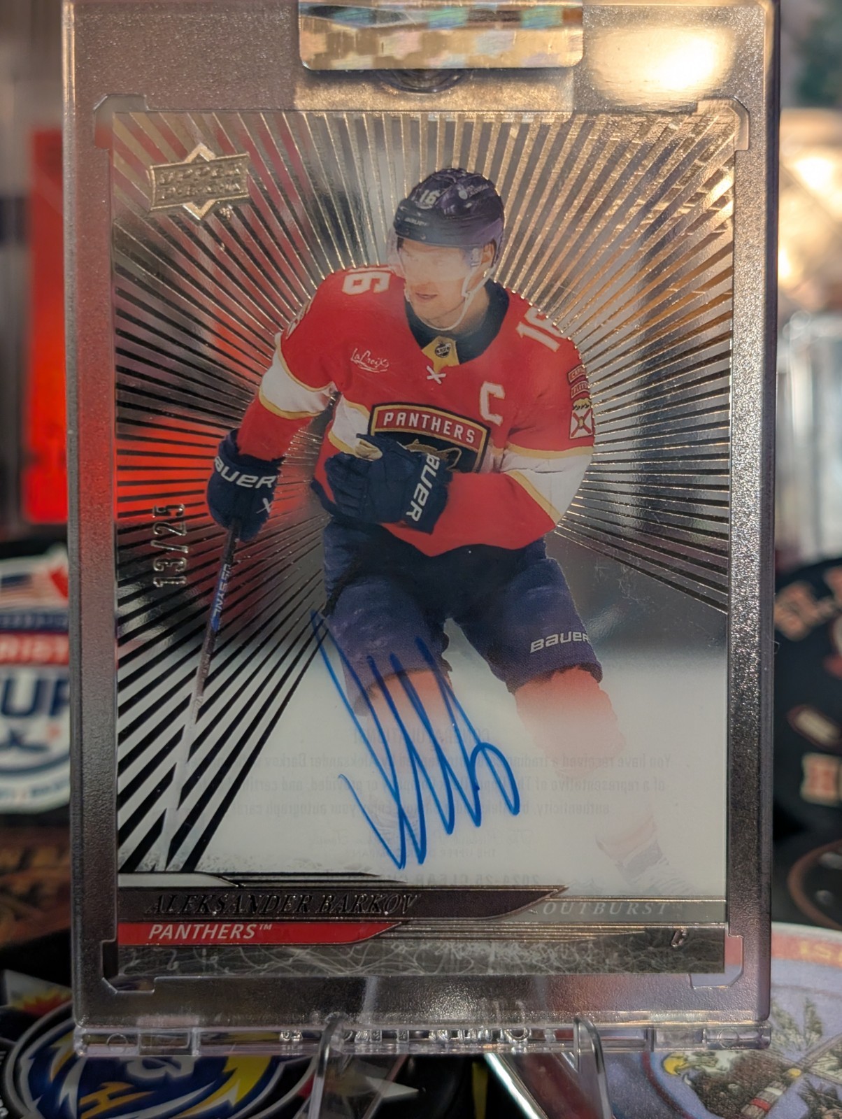 2024-25 Upper Deck Clear Cut #CC-AB Aleksander Barkov Silver Outburst Auto /25