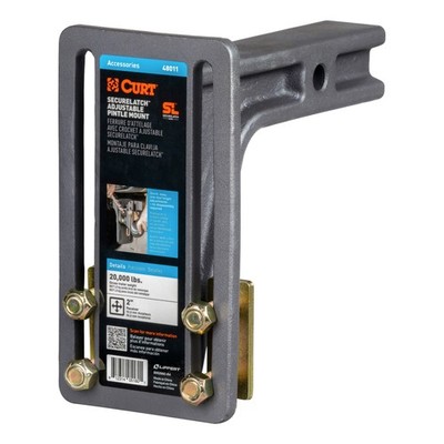 CURT 48011 SecureLatch Adjustable Pintle Mount Plate 2 in Shank 20K lbs Hitch