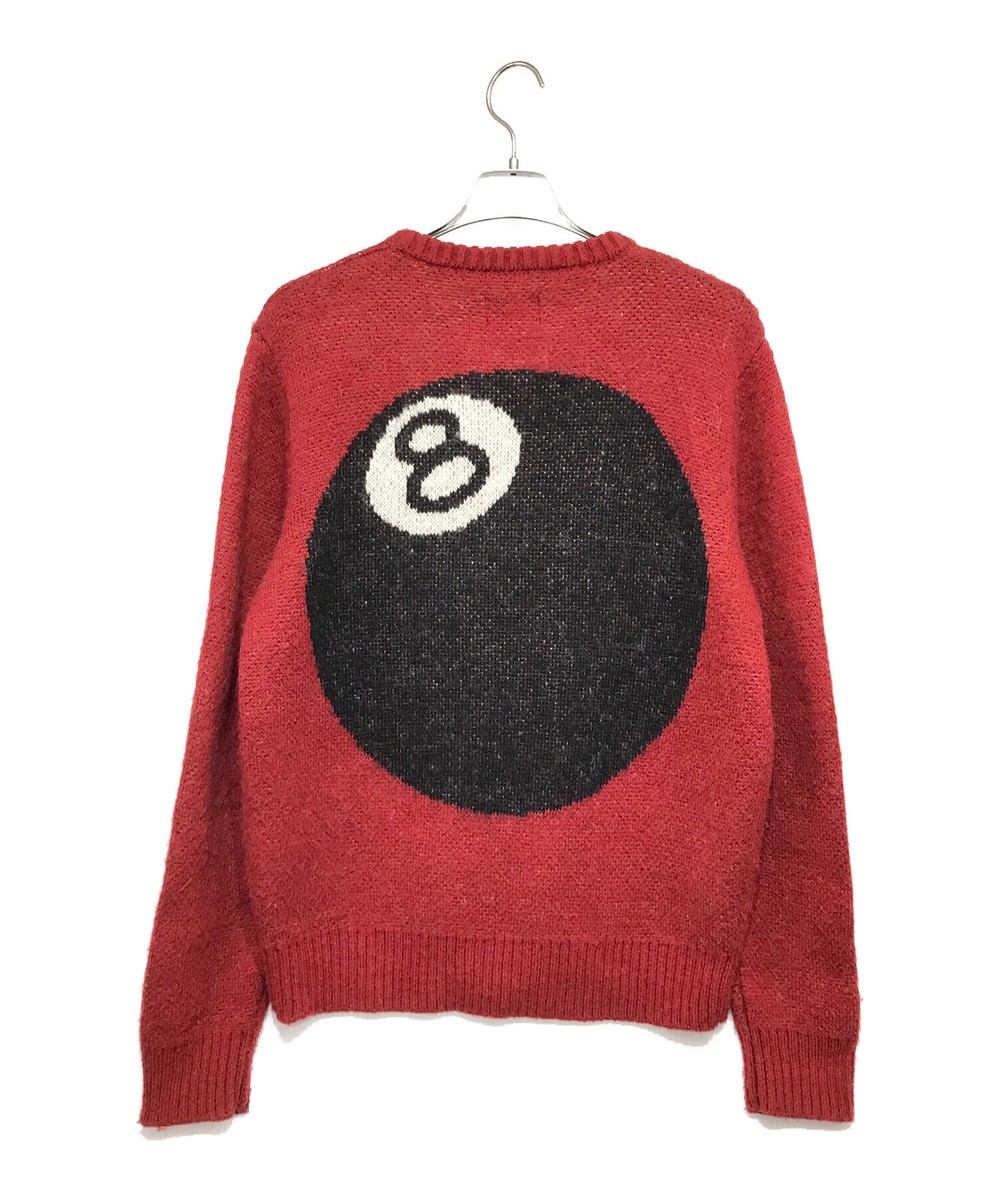 stussy 8 BALL HEAVY BRUSHED MOHAIR SWEATER Size: M Red Men 117078 