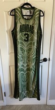 Adidas women adidas X Farm Rio Premium Green And Black Maxi Dress Size Large