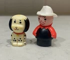 Vintage Fisher-Price Little People Fireman & Dalmatian Figures Replacement Lot