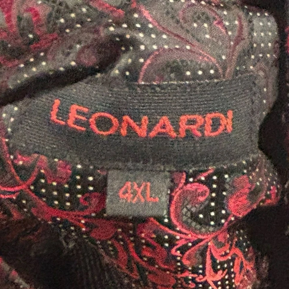 Camisa Leonardo Para Hombre Grande y Alta Roja/Negro Paisley Estampada-Talla 4XL Foto 4 de 4