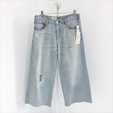 NEW Pilcro Anthropologie Wide Leg Crop Jeans Womens Size 28 Light Wash Denim