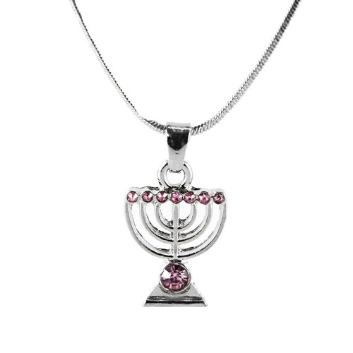 3 Jewish MENORAH Hanukkah Amulet lamp Necklace wealth Jewelry comfort gift - Picture 7 of 12