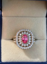 Natural pink 1.06 carat sapphire ring with lab grown diamond accents