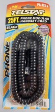 25 Ft Black Telephone Handset Cord Modular Coiled Phone Cable Premium Quality
