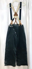 Vtg Globe Firefighter Bunker Pants Black 26x29 Suspenders Wool Lined Fire Gear