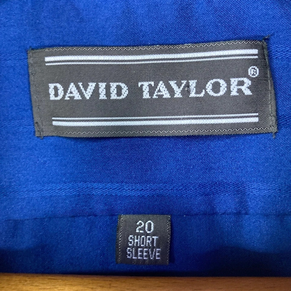 Camisa masculina David Taylor listrada azul manga curta com botões tamanho 20 - Imagem 3 de 4