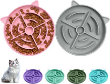 2 Pcs Silicone Slow Feeder Cat Bowl, Cat Slow Feeder for Food Training, Interact