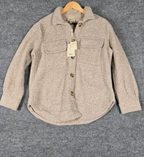 Elie Tahari Taupe Heather Textured Shacket Shirt Jacket Womens Size Small