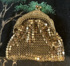 Vintage Signed German Gold-Tone Metal Mesh Coin Purse w/ Clasp