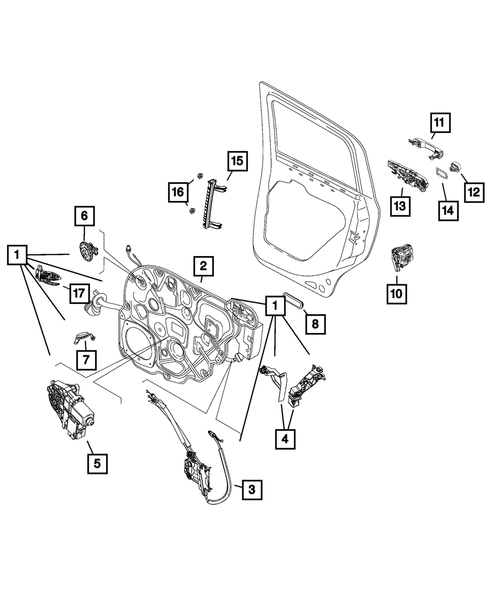Genuine Mopar Rear Door Module Right 68256327AA