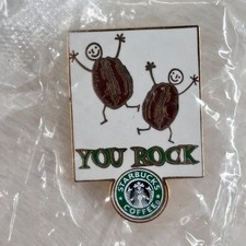 Vtg Starbucks You Rock Coffee Beans Barista Service Award Enamel Apron Pin