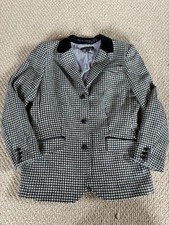 Brooks Brothers Black White Houndstooth Moon England Blazer Jacket Size 12