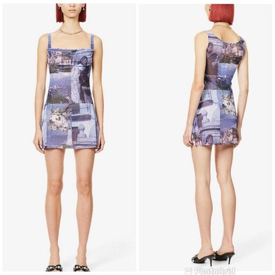 MIAOU Ginger graphic-print recycled polyester-blend mini dress Memoirs XS NWT!