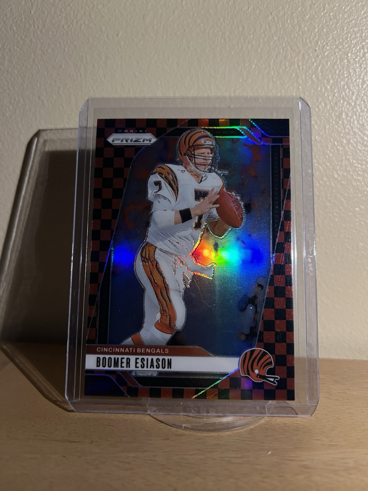 2024 Prizm Football Boomer Esiason Black Red Checkerboard Prizm #61