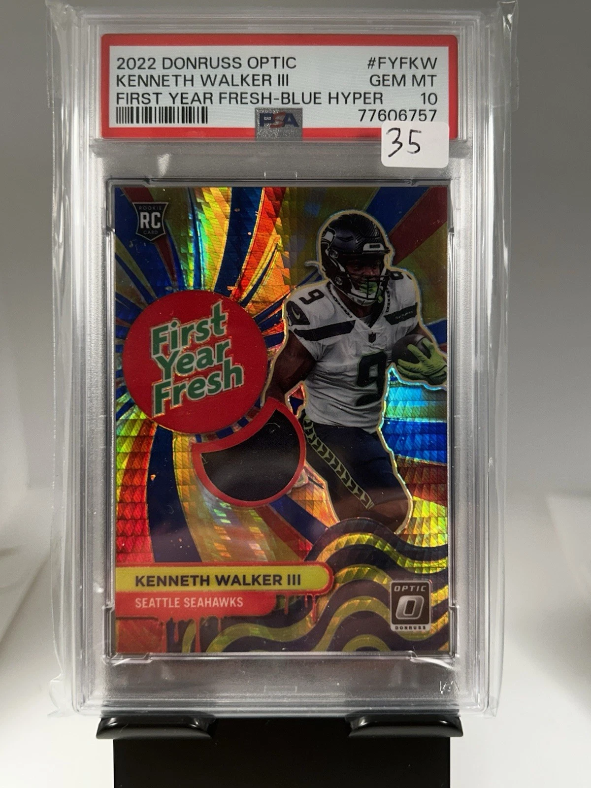 Kenneth Walker III Panini Donruss Optic First Year Fresh #FYFKW Blue Hyper