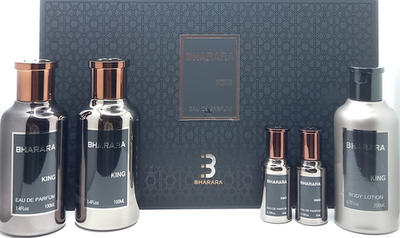 BHARARA KING 5 PCS GIFT SET MEN EDP 3.4 Oz, EDP 0.34 x 2, AFTER
