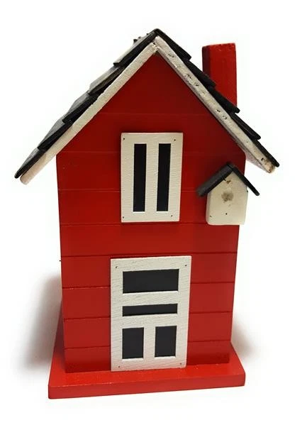 Dekoratives Vogelfutterhaus aus Holz Rot Vogelhaus Häuschen Vogelfutterspender - Bild 2 von 4