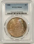 1886 Morgan Dollar PCGS MS64 Color Rainbow Toned Nice Eye Appeal Reverse Mount