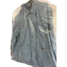 John Var-vatos Jakob Embroidered Back Denim Shirt Jacket, Pond Blue Size 54  NWT