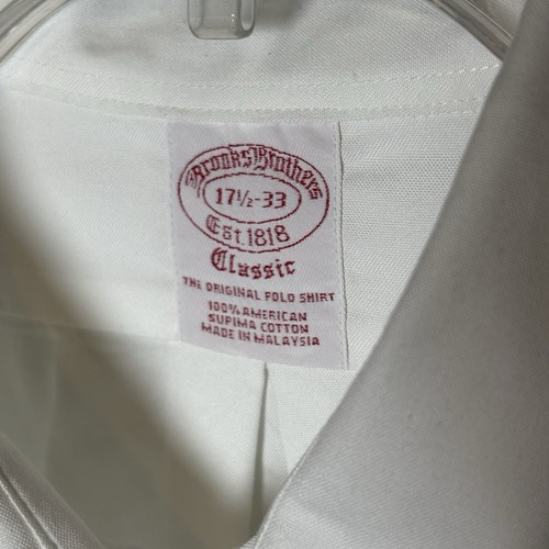 Camicia Brooks Brothers uomo 3XL 17,5 33 bianca vestibilità originale cotone americano OCBD - Foto 4 di 8